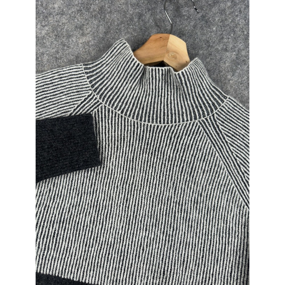 Summersalt Sweater Womens Medium Gray‎ Stripe Merino Wool Cashmere Mock Neck